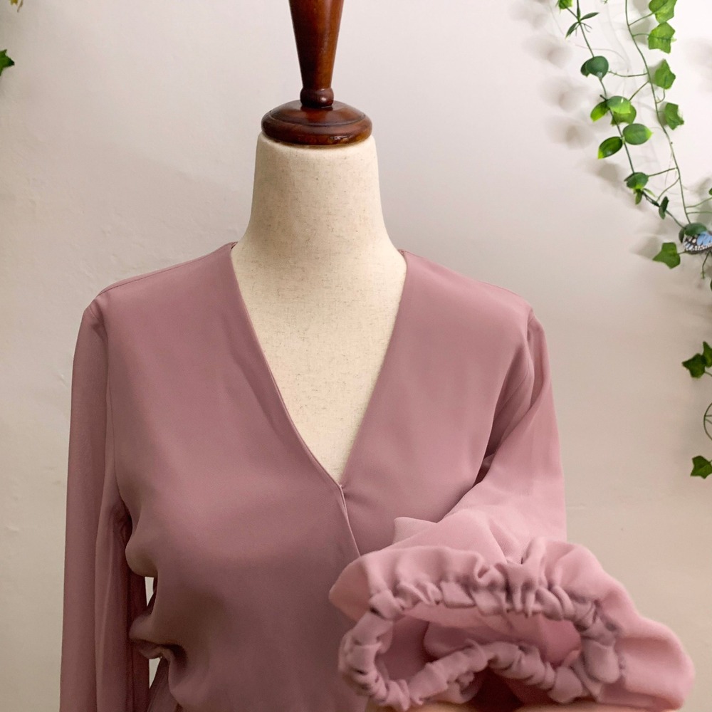 DB‎ Studio Pink Long Sleeve Chiffon Bridesmaid Dress - Picture 3 of 10